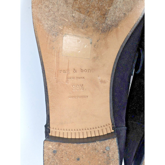 Rag & Bone Cooper Loafer Black Leather Suede Size EU 39.5 US 9.5 Chain Detail - Picture 12 of 13